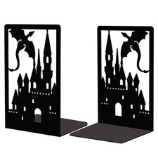 Lot de 2 Serre-Livres en métal, Serre Livre Château Dragon,avec Autocollants ...