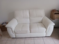 canapé  en cuir blanc 2 places très bon état 