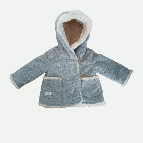 Manteau gris capuche fausse - gris, a