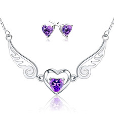 Parure Bijoux - Femme - Coeur - Cristal Autrichien - Argent Fin 925/1000