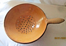 Ancienne grand égouttoir passoire en terre cuite vernissé-Art populaire-poterie