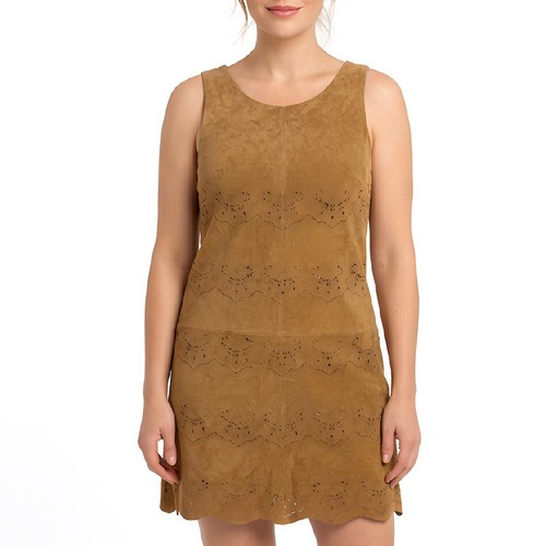 Robe cuir véritable daim - en,