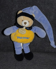 ?Peluche Doudou Ours Bleu Jaune DOUDOU ET COMPAGNIE P'tit Doux  17 Cm Vintage