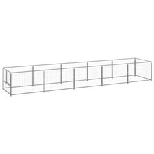 Chenil extérieur cage enclos parc animaux chien argenté 5 m² acier Helloshop26