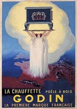 Godin - la chauffette  poêle à bois - A3 plastifié