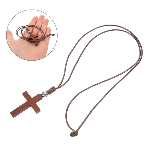 Petite croix bois collier - en,