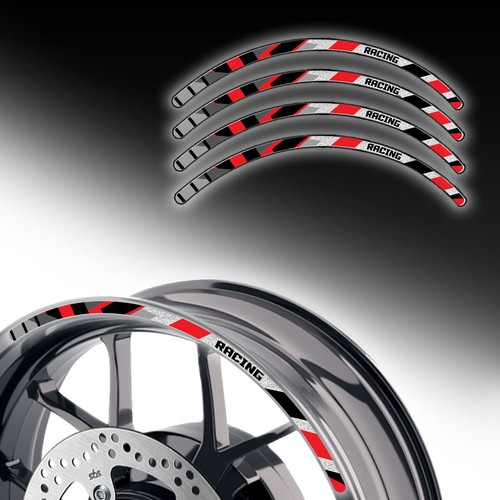 Red pattern reflective decal - red,