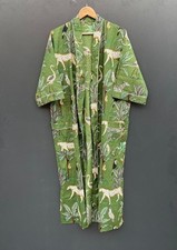 Robe kimono 100 % coton imprimé jungle indienne - Peignoir maxi hippie pour...