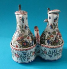 HUILIER VINAIGRIER FAIENCE DECOR CORNE D ABONDANCE Desvres XIX EME 