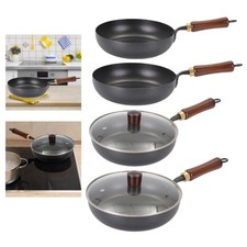 Poêle wok en fer avec manche en bois non revêtu pour cuisinières à gaz à