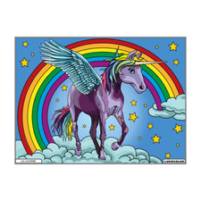 Coloriage - Licorne arc en ciel - Tableau à colorier - Avec contours velours noi