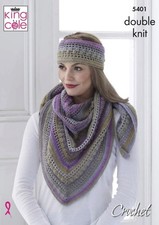 Modèle De Crochet King Cole DK Châle Cagoule Et Bonnet 5401