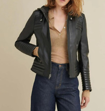 Veste en cuir noir pour femme