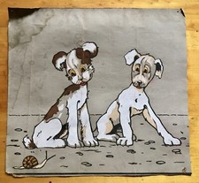 ANCIEN PAPIER PEINT FRISE ART DECO ANNEES 30 ENFANTS CHIENS VINTAGE WALLPAPER