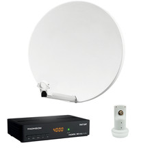 Pack HDSAT Parabole Satellite Fibre Composite Blanche 60cm + LNB Single + Décode
