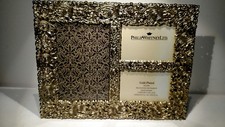 GOLD PLATED Picture frame 9x6.5 for 3 pictures...Philip Whitney Ltd.