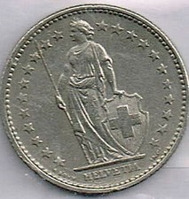 Suisse. 2 francs Helvetia