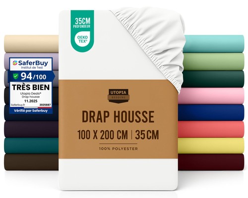 Drap Housse - Blanc, 100 x 200