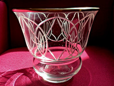 BACCARAT SUPERBE VASE EN CRISTAL TAILLÉ  ART DECO CERCLAGE ARGENT MASSIF