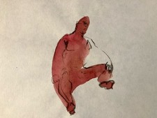 Beau Dessin Expressionnisme Aquarelle Homme Nu Portrait Art Expressionniste XXe