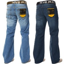 Hommes Jeans Bootcut Jambe Large Évasé Pantalon Casual Coupe Standard UK Taille