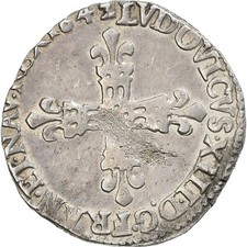 France, Louis XIII, 1/4 Ecu, 1642, Bordeaux, Argent, TTB, Gadoury:27