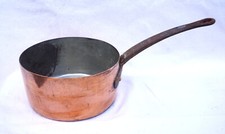 French Cook Tinned Copper Saucepan Ø 7 1/2" Iron Handle Rivet 1900's