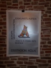 AUTHENTIQUE AFFICHE ANCIENNE - PATINAGE ARTISTIQUE A COLOGNE EN 1973.