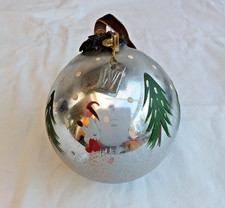 boule de noël art déco en verre soufflé peint main