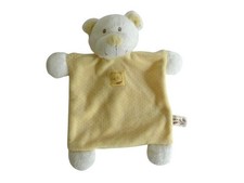 Doudou ours plat jaune blanc