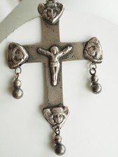 GRANDE CROIX REGIONALE ANCIENNE ARGENT MASSIF ANTIQUE LARGE CROSS SILVER PENDANT