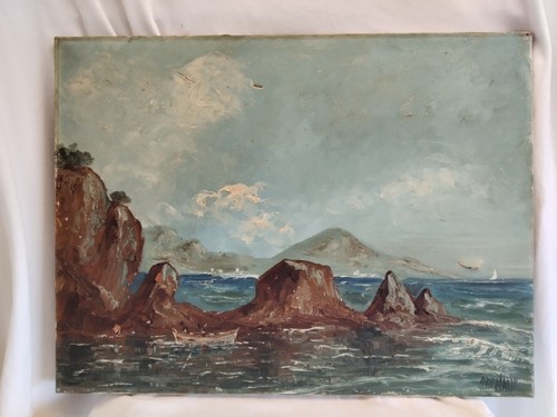 Tableau huile sur toile marine