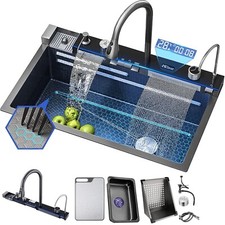 Évier de cuisine sous-sol acier inoxydable DEL éviers de cuisine multifonctio...