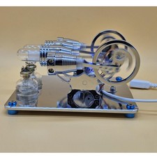 4 Cylinder Hot Air Stirling Engine High Hardness LED Light Stirling Engine