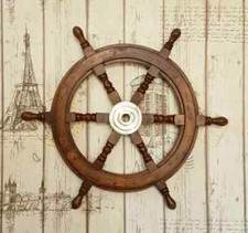 Roues De Bateau Nautiques En Bois Brun De 18 Pouces Décoration Murale