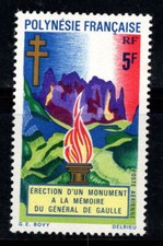 Polynésie française 1971 Yv. 46 Neuf ** 100% Poste aérienne 5 f, monument, De Ga