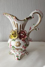 Vase Capodimonte avec fleurs peintes à la main, porcelaine italienne