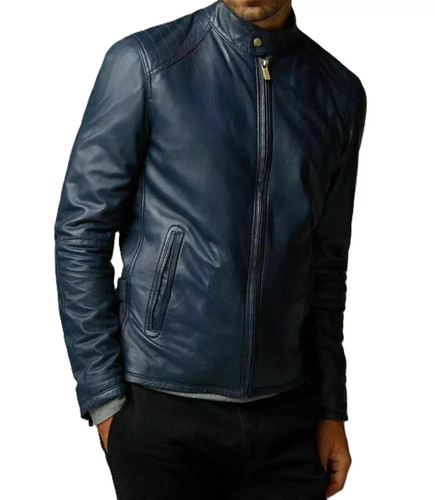 Blouson cuir élégant bleu - en,