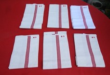 6 anciens torchons en métis liteaux rouges neufs 55 x 86 cm