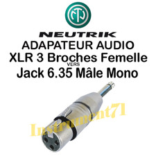 Adaptateur XLR 3 Broches Femelle vers Jack 6.35 Mono Mâle Neutrik NA2FP