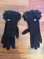 CHANEL Black Suede Ruffle Trim