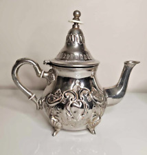 jolie théière ancienne en métal argenté signé vintage