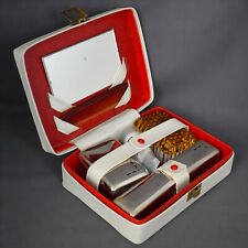 Ancienne trousse de toilette en cuir déco salle de bain vintage