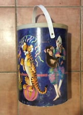 Vintage bidon lessive omo, en carton , decor cirque , Boîte Baril À Voiture