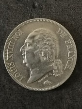 5 FRANCS ARGENT 1823 L BAYONNE LOUIS XVII TETE NUE / FRANCE SILVER 