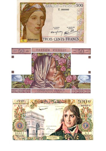 Lot billets banque - 3, de
