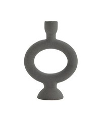 Bougeoir rond en grès - Gris