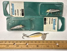 Lot de 3 leurres à truite, pêche moulinet et au leurre ancien.