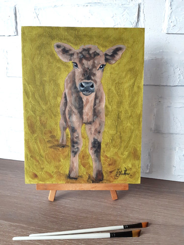 Peinture vache ferme - , art
