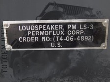 LABEL PLAQUETTE HAUT PARLEUR RADIO LOUDSPEAKER LS3 PERMO jeep willys us ww2